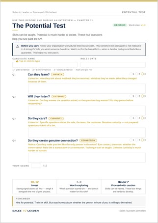 Preview of the Potential Test worksheet